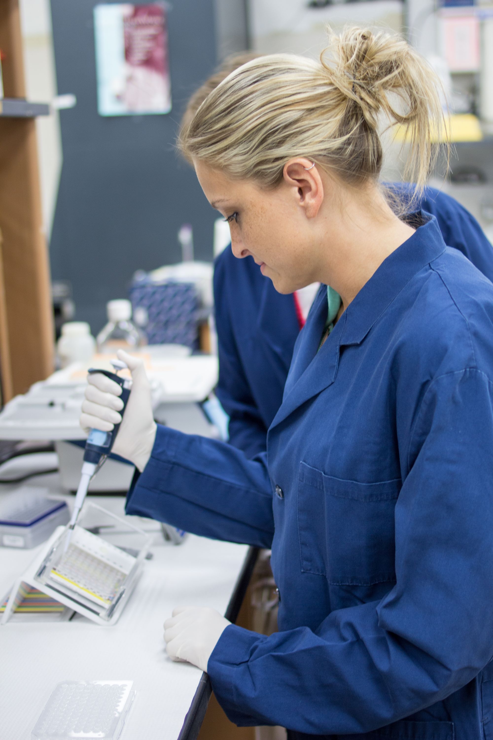 a student working at an internship